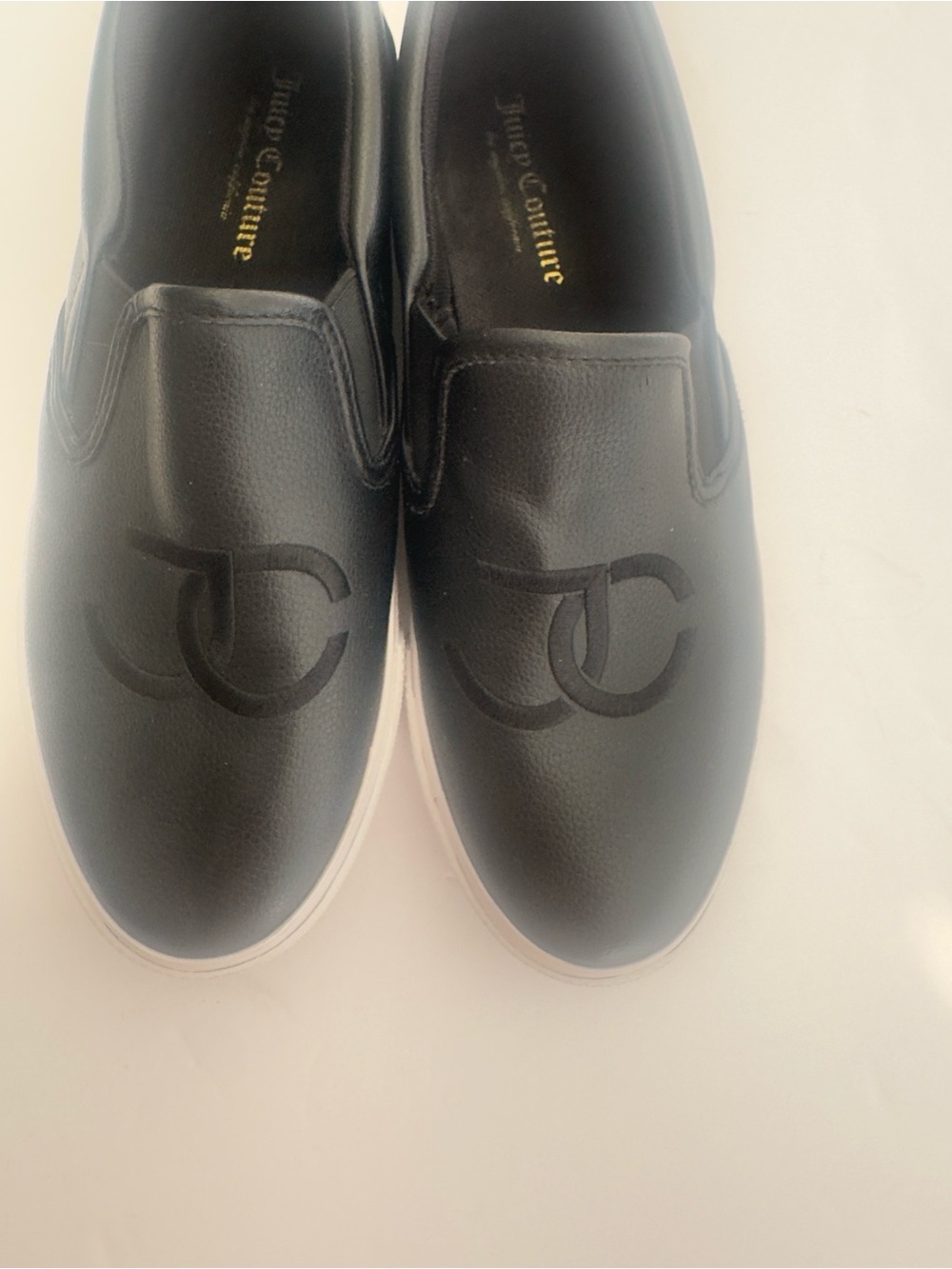 Juicy Couture Black Slip-On Logo Sneakers with White Sole